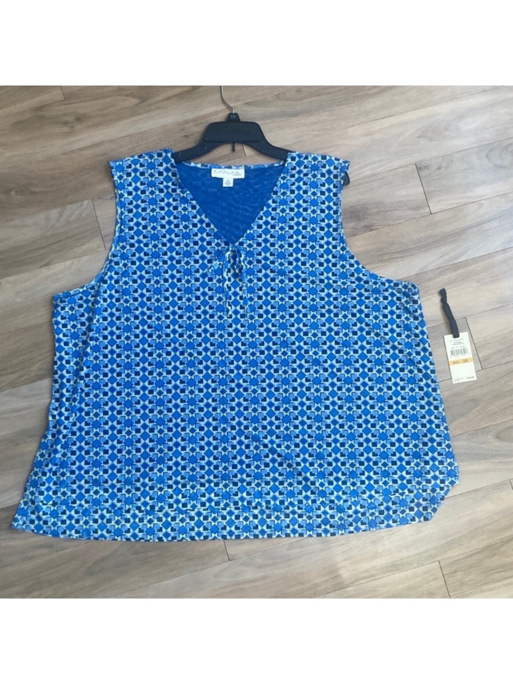 Emaline top sleeveless abstract geometric print w stretch casual 3X